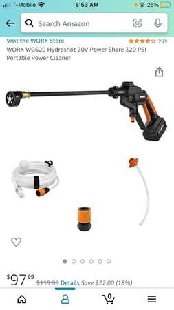WORX WG620 Hydroshot & Accessory