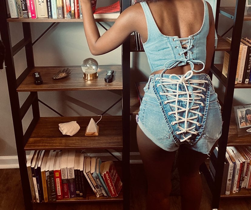 Denim Laceback Shorts