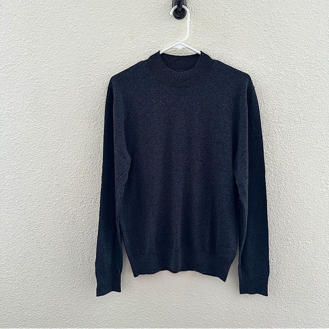 Banana Republic Luxury Blend Charcoal/Black Mock Turtleneck Sweater Sz Small