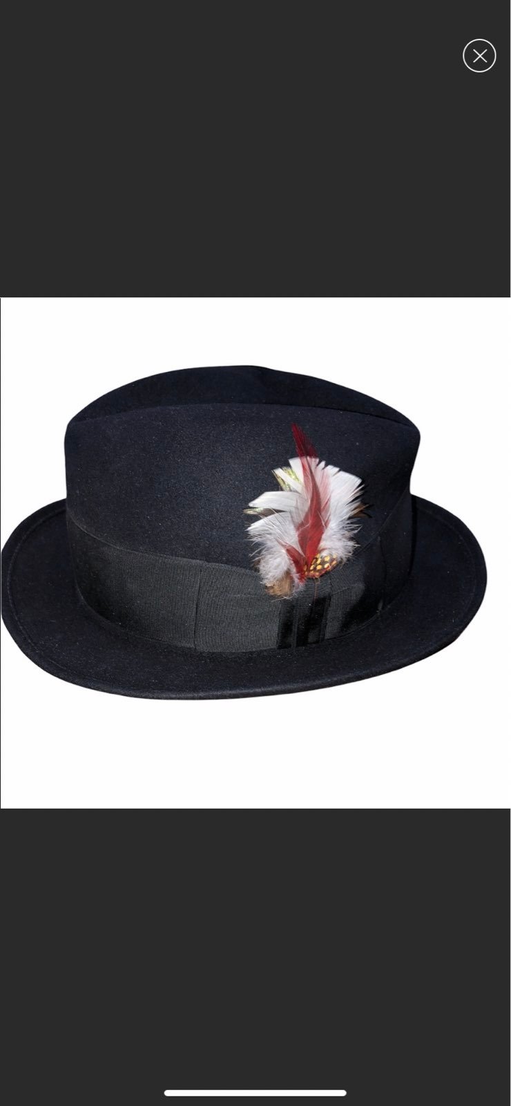 Mallory Torino Quality vintage black hat with feather Unisex