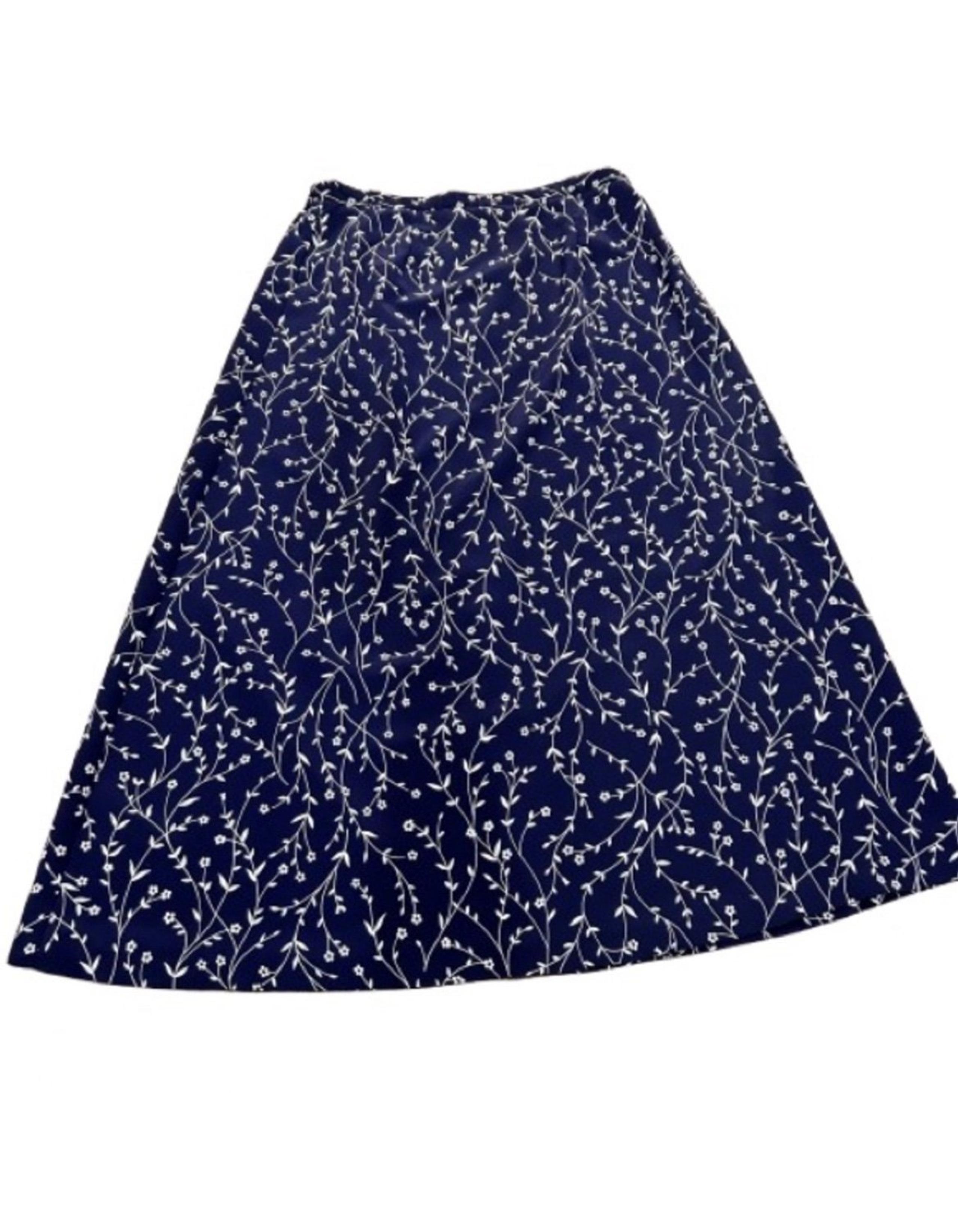 Christopher & Banks Y2K Floral A-line Maxi Skirt Navy Cottagecore Vintage 90s XL