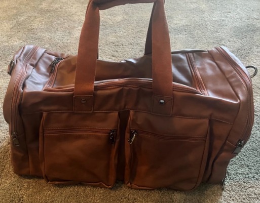 Travel Bag with Shoe Pouch, Weekender Overnight Bag Waterproof Leather Large