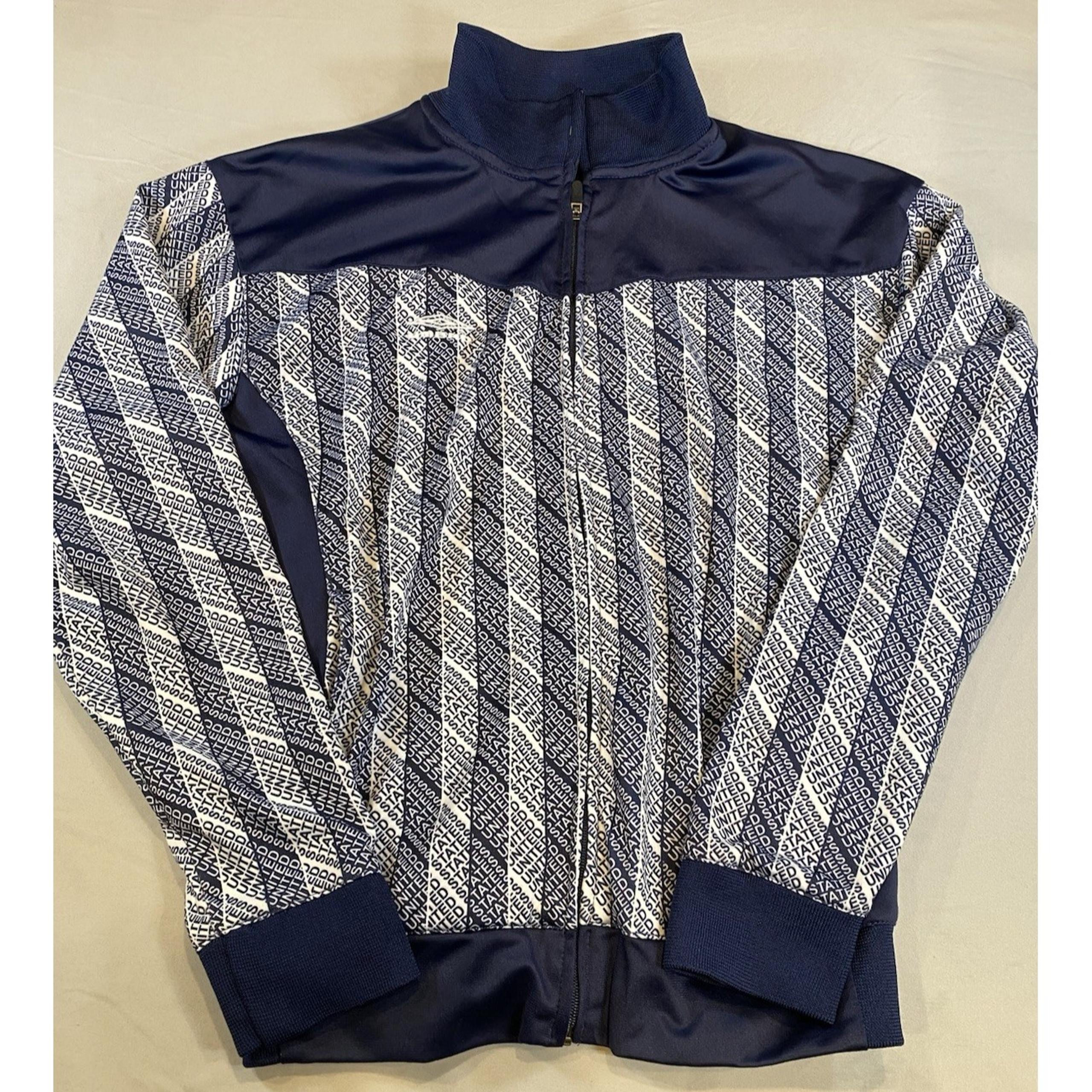 Umbro Jacket Mens Medium Blue Polyester Mock Neck Full Zip United States Logo