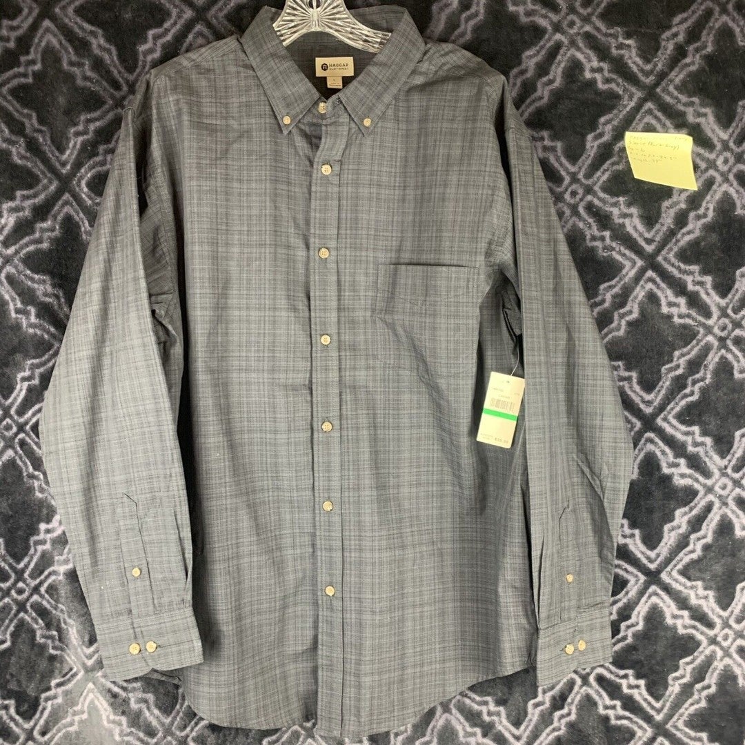 Haggar Caviar Long Sleeve Dark Gray SZ L NWT Haggar Caviar Long Sleeve Dark Gray SZ L NWT