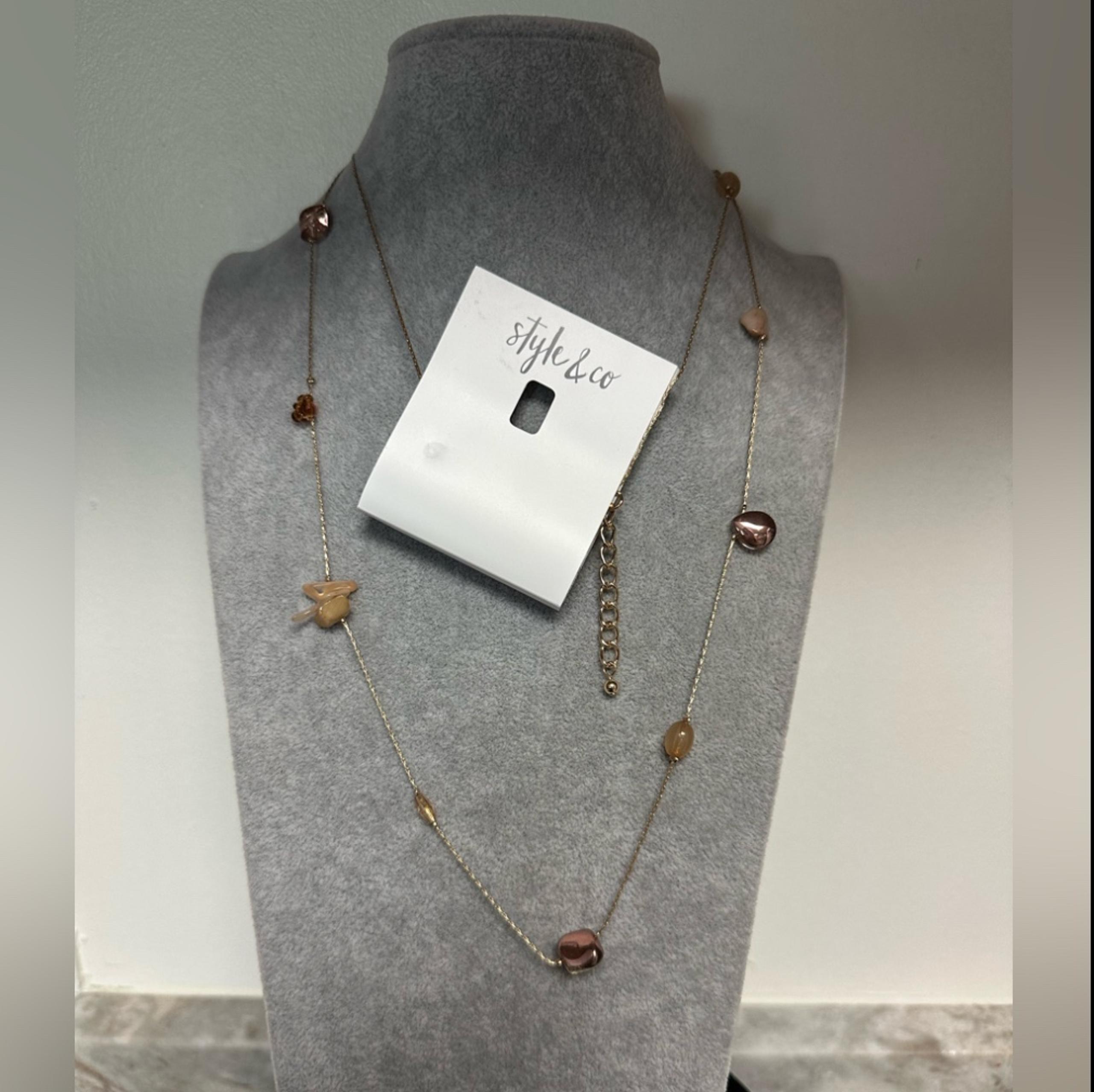 Style & Co. Gold and Brown Necklace with Minimalist Design