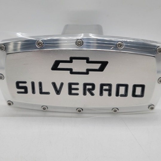 New Silverado Chrome Hitch Cover Plug Cap 2 Trailer Receiver Engraved Billet