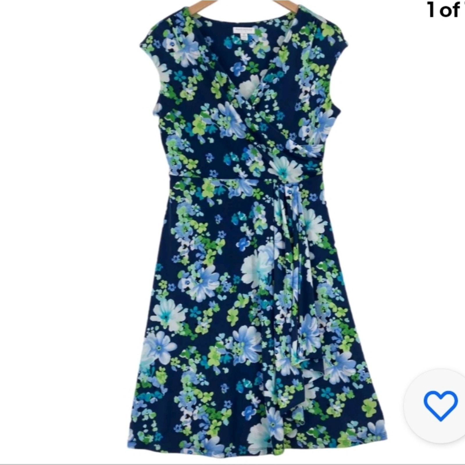 DKNY Floral V Neck Midi Dress 14