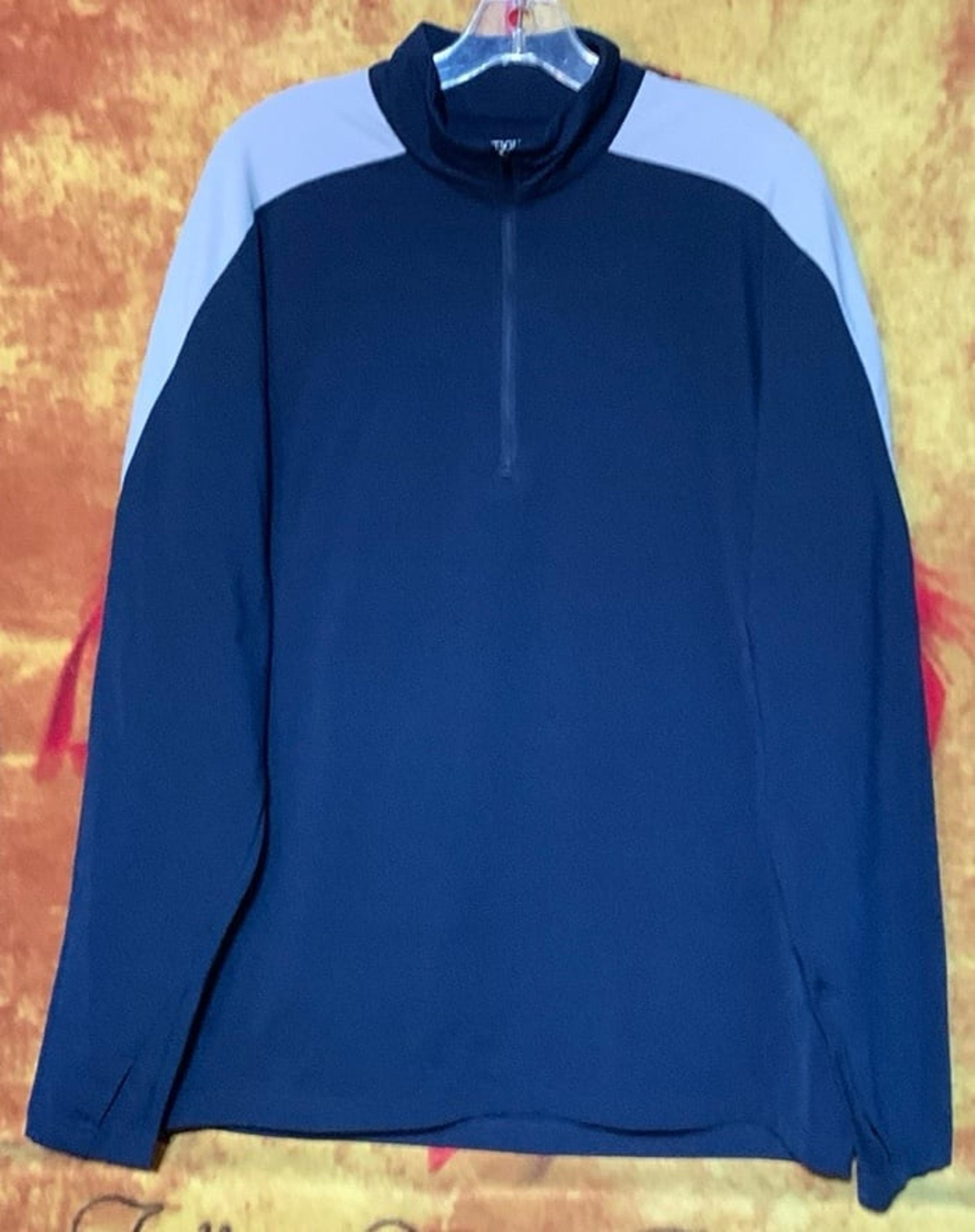 ANTIGUA-men’s blue long sleeve 1/4-zip pullover athletic fleece jacket