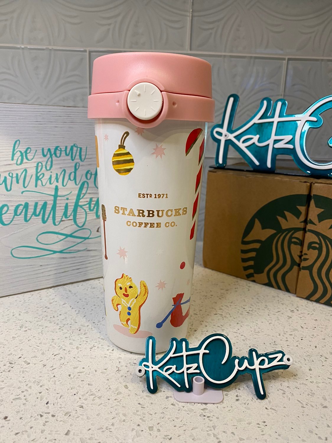 Starbucks Locking Christmas Pink Happy Party Stainless Steel Tumbler, China