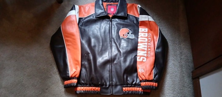 Cleveland Browns NFL Faux Leather Jacket NWT