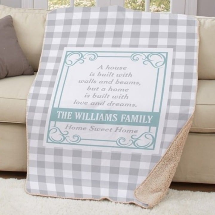 Personalized Our Family Home Sweet Home Sherpa Blanket