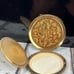 Vintage Majestic USA Floral Makeup Compact Gold Tone