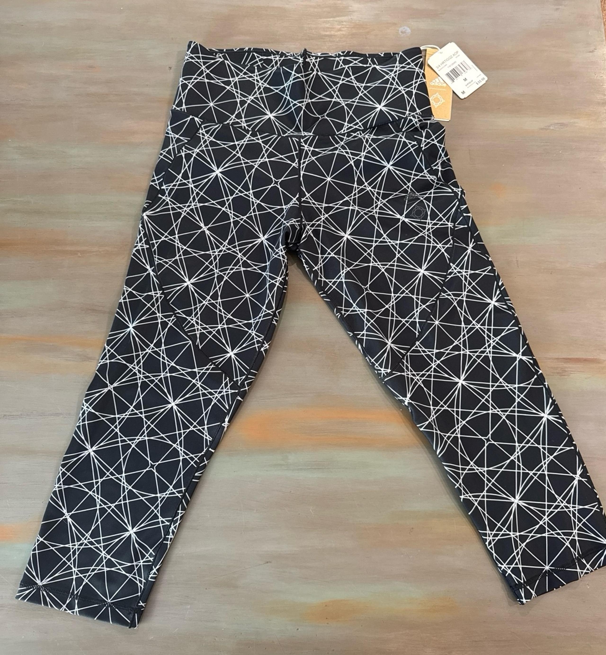 Adidas black geo pattern Leggings, Med