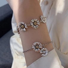 925 Silver Vintage Sunflower Bracelet