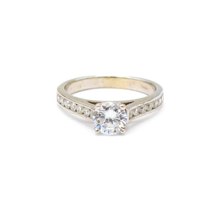 18k White Gold Diamond Ring (CZ Center)
