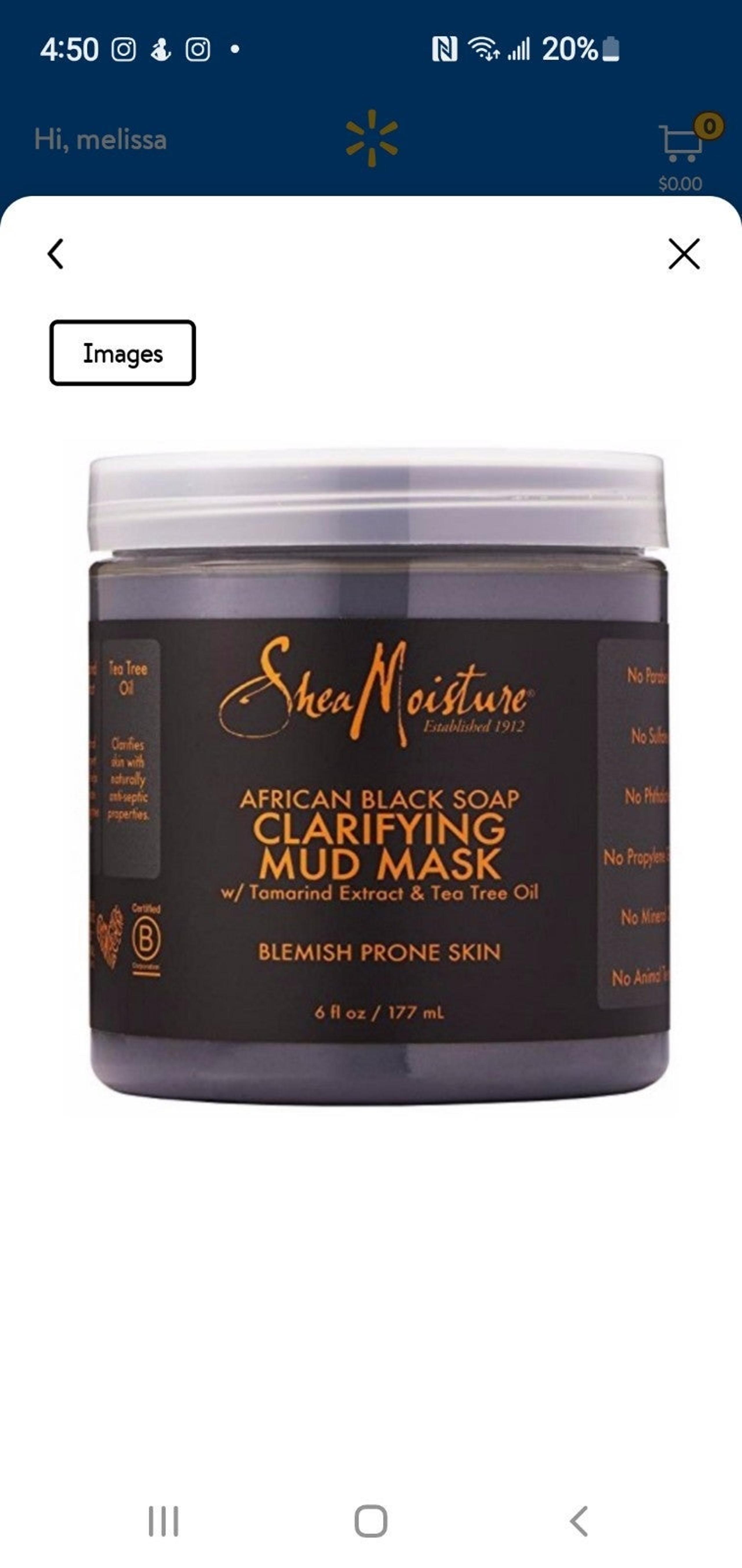 Shea Moisture Clarifying Mud Mask African Black Soap, 6oz: