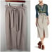 Free People Linen Blend High Waist Midi Pencil Skirt with Tie Belt, Taupe, sz 0