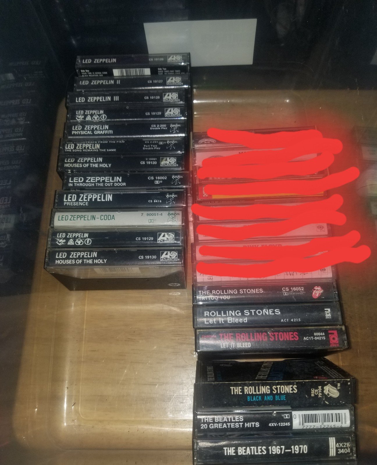 Led Zeppelin, The Rolling Stones, The Beatles cassette lot.