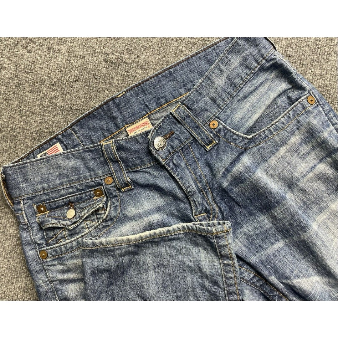 True Religion Jeans Men 30 (33x24.5) Ricky Blue Relaxed Straight USA Flap Pocket