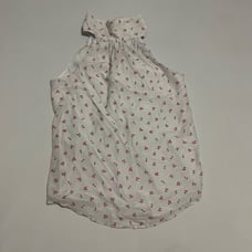 J. Crew cotton silk white small cherry print halter top 00