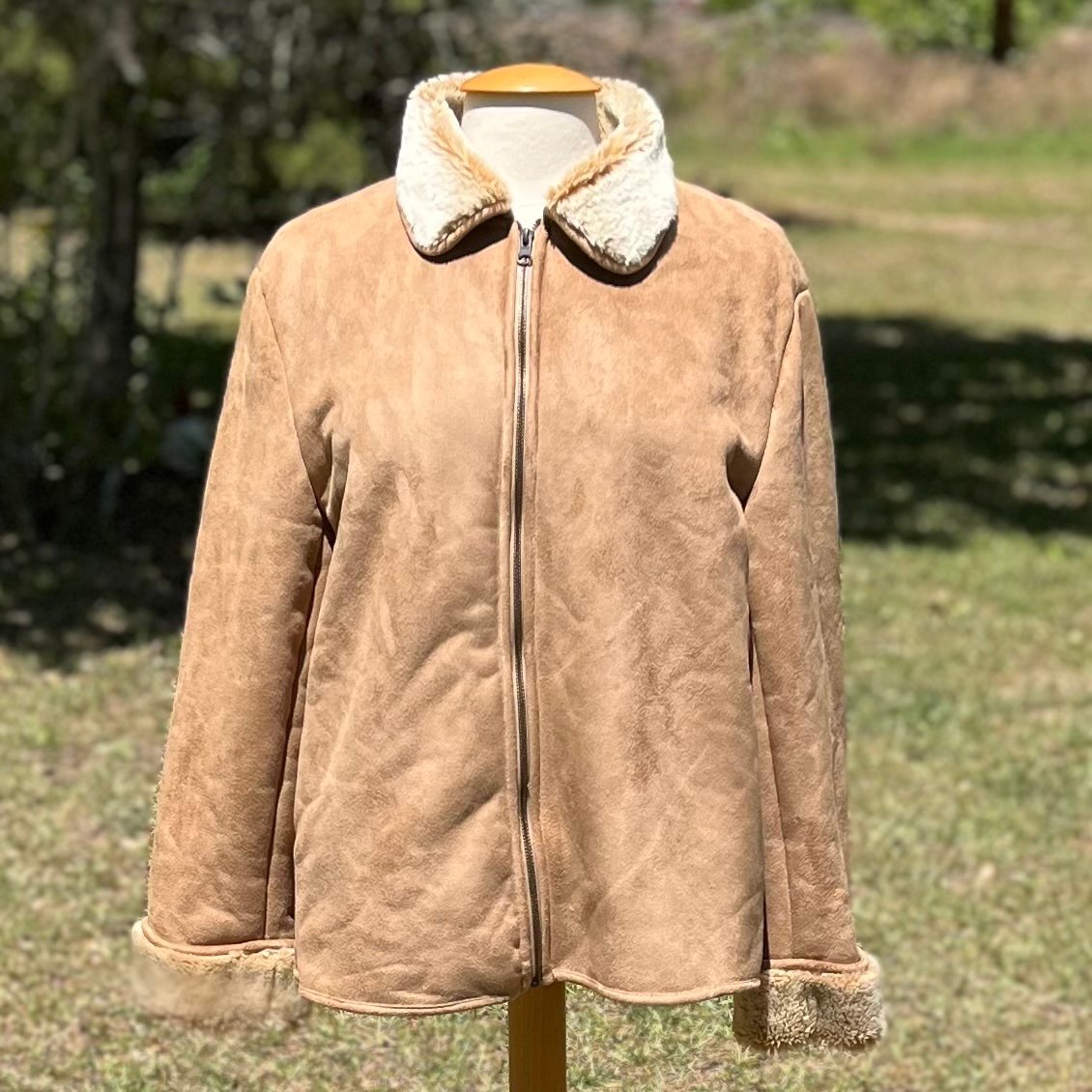 Coaco New York Tan Faux Suede Jacket Size M