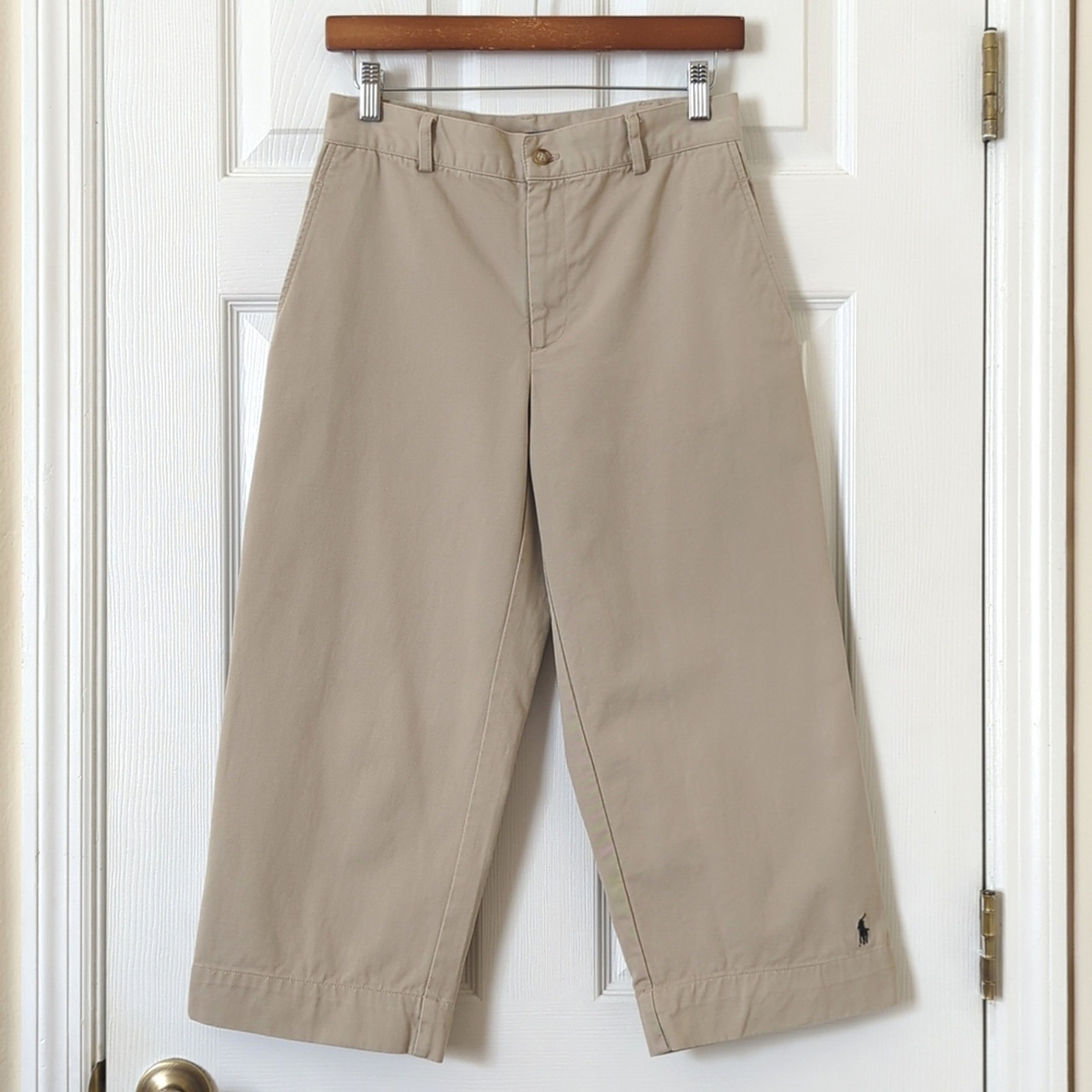 Ralph Lauren Sport Y2K Vintage High Waist Straight Leg Chino Capri Pants Beige 6