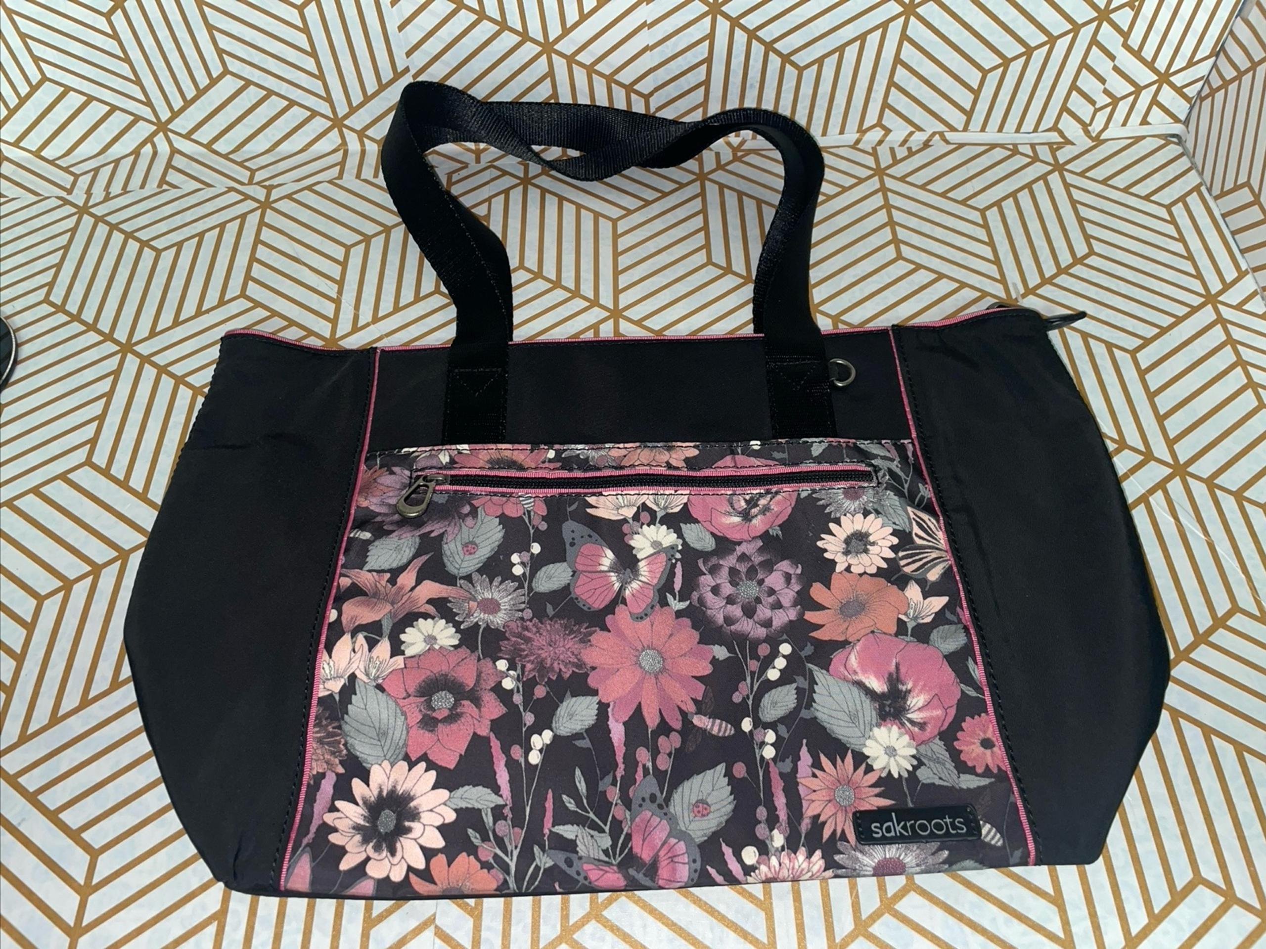 Black Pink Floral Sakroots Tote
