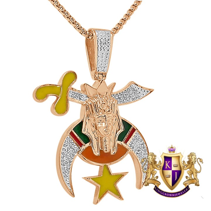 Real Diamond Prince Hall Shrine Freemasonry Masonic Shriners Pendent Charm Chain