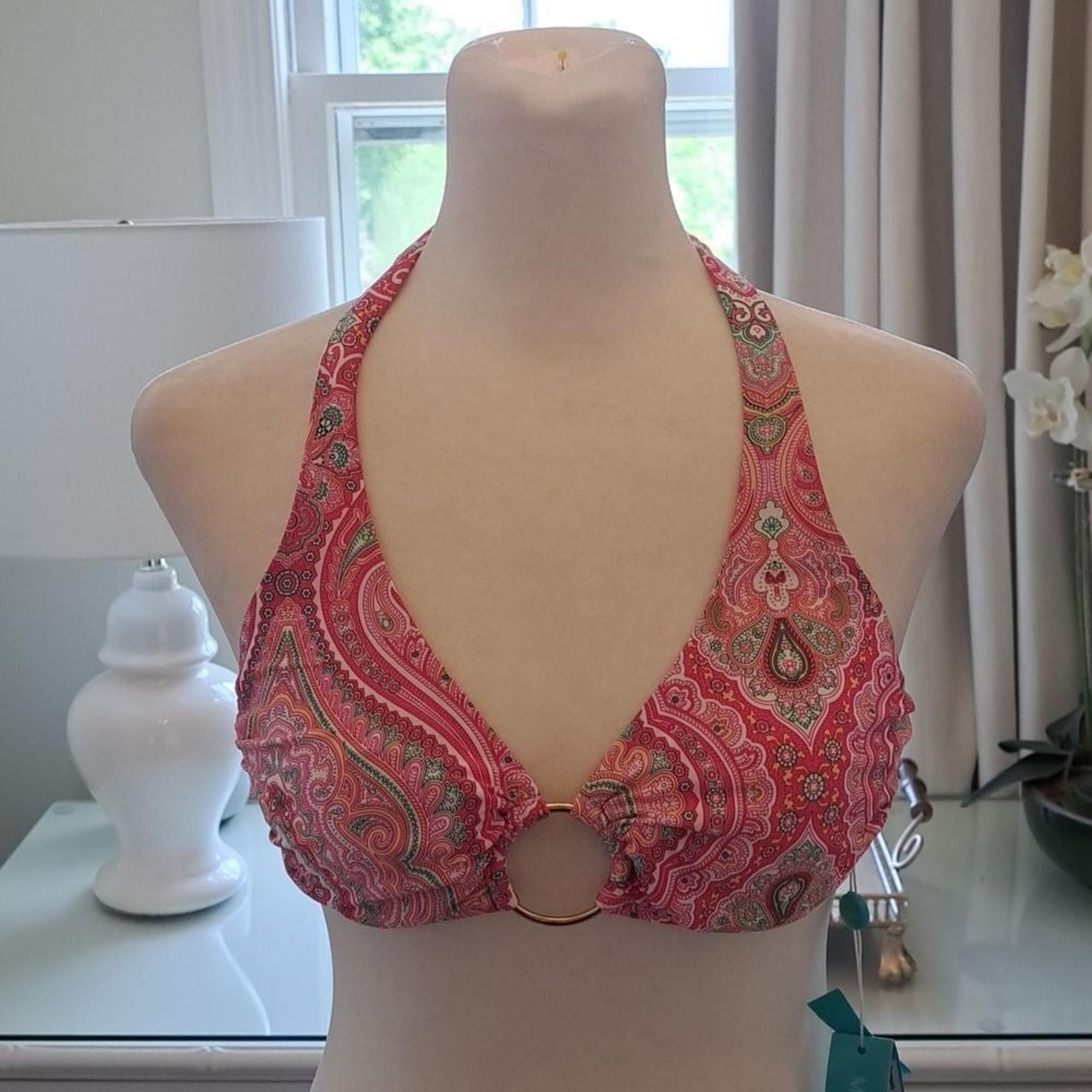 NWT Melissa Odabash Womens Brussels Paisley Pink Print Triangle Tie Bikini Top 4