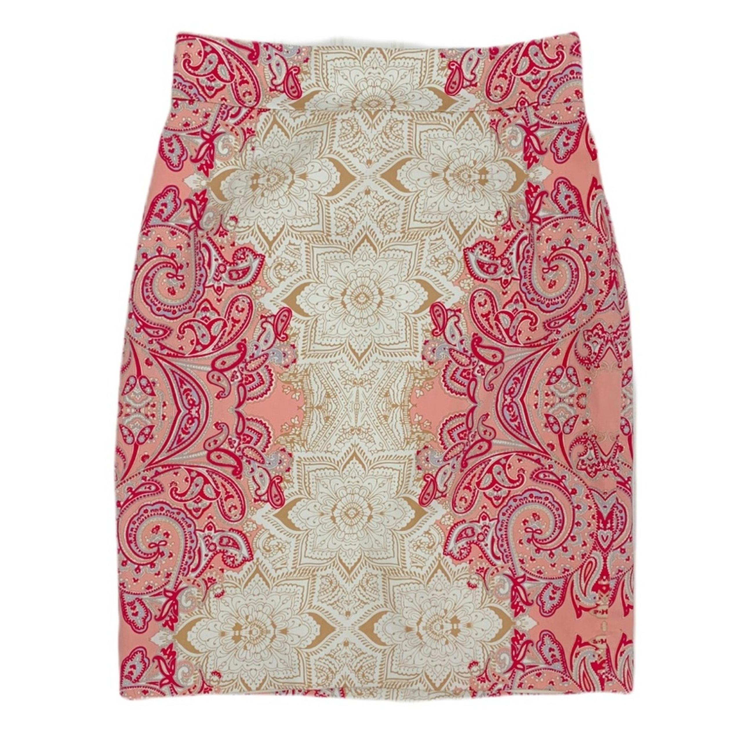 Antonio Melani Women's Pink Cream Paisley Lined Classic Pencil Skirt Size 2