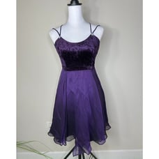 Jessica McClintock Gunne Sax Purple Satin & Velvet Slip Dress Vtg 90s Y2K 5/6