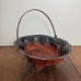 Vintage Art Nouveau copper basket embossed floral design with holding handle
