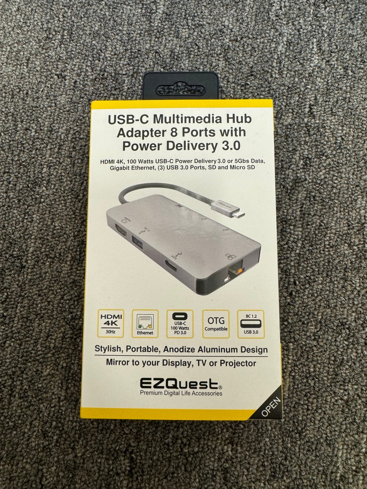 EZQuest USB C Hub Docking Station 8 in 1 with 4K HDMI, 1 Gbit Ethernet, 3 USB A