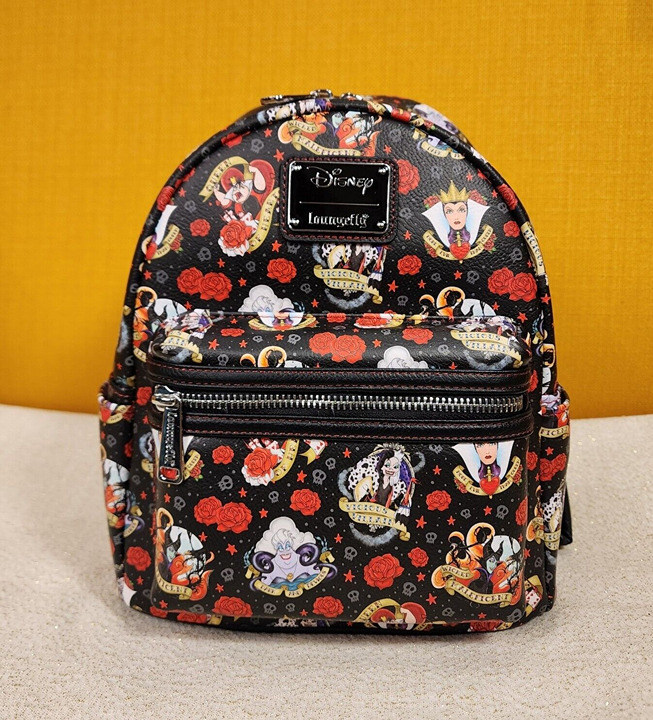 Loungefly Disney Villains Tattoo Art Ursula Evil Queen Cruella Mini Backpack