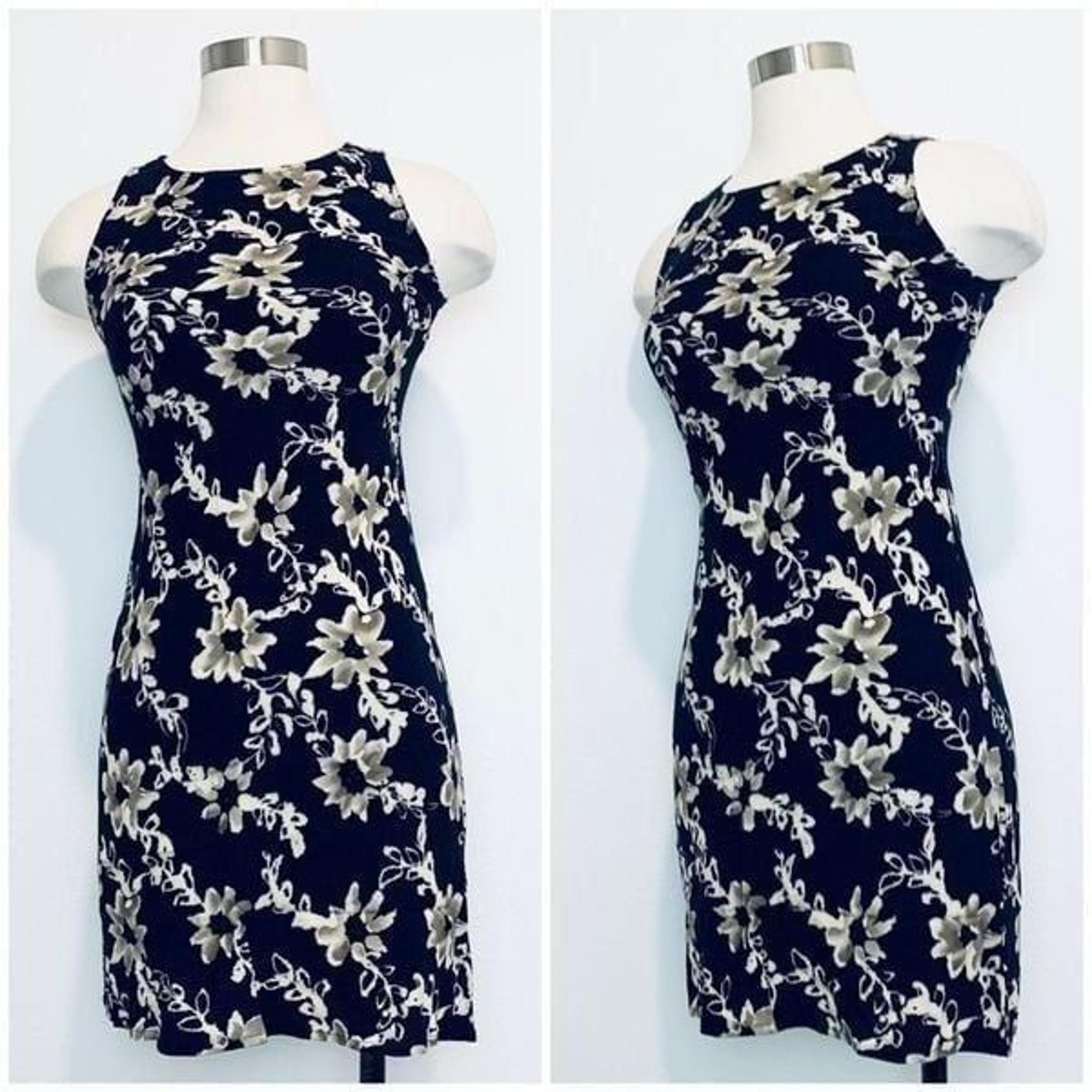 Vintage Jonathan Martin Navy Blue Floral Mini Dress XS