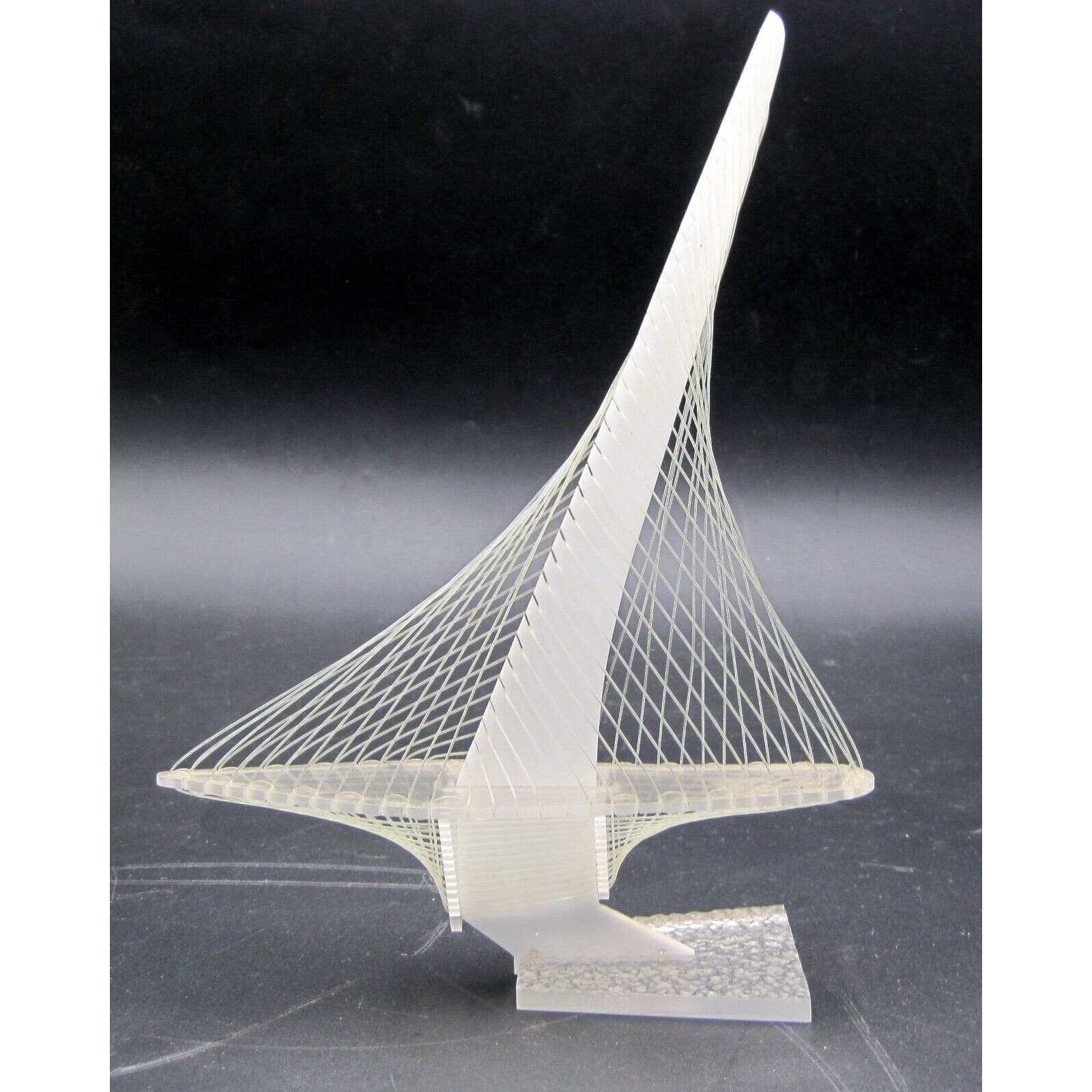 Vtg Lucite Sculpture String Art Sailing Ship Sailboat Signed David S.