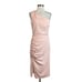 Betsy & Adam Women's Cocktail Dress Size 8 Pink One Shoulder Cut Out Midi Sheath