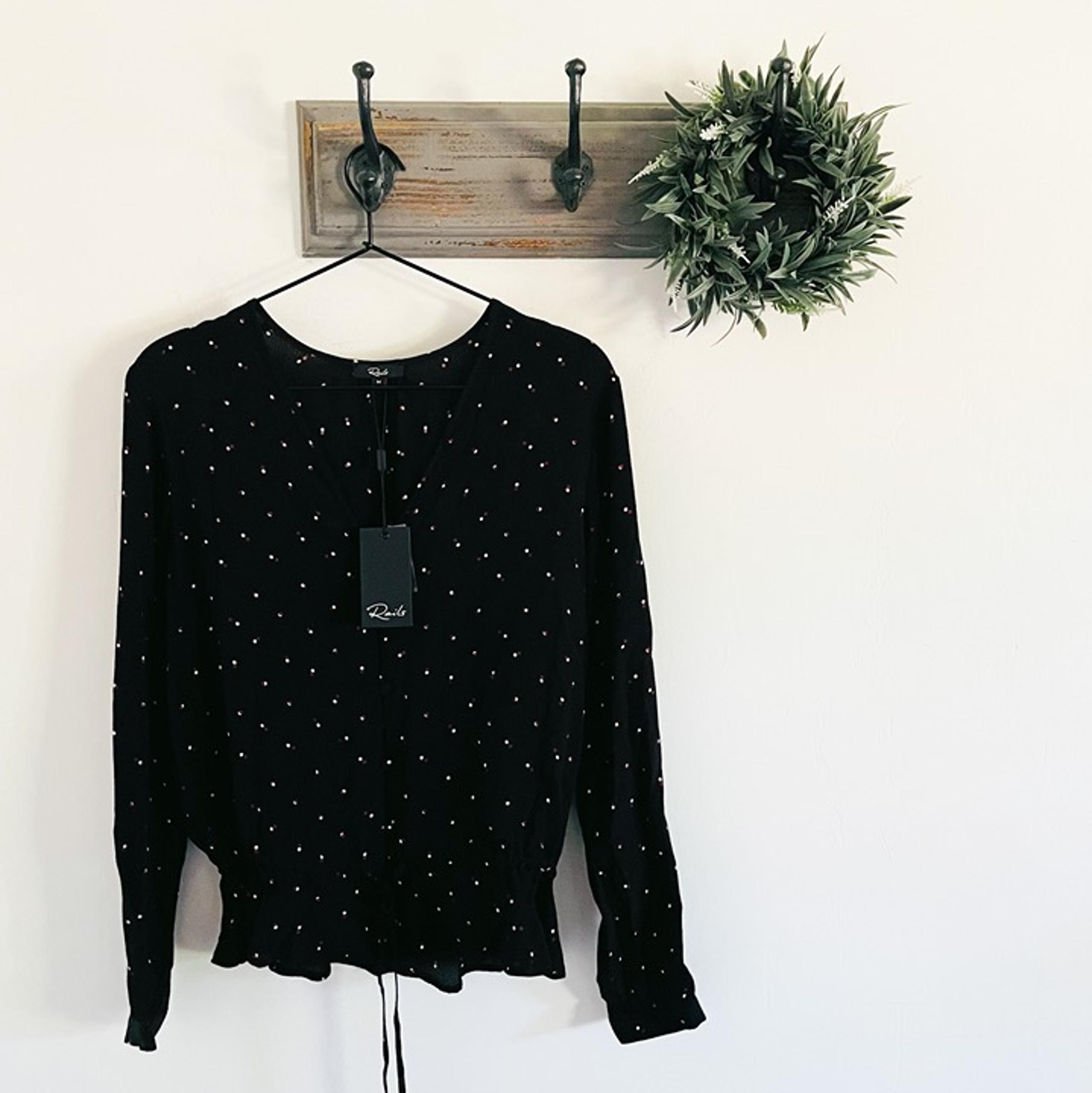 NWT Rails Black Dot Beaux Blouse M