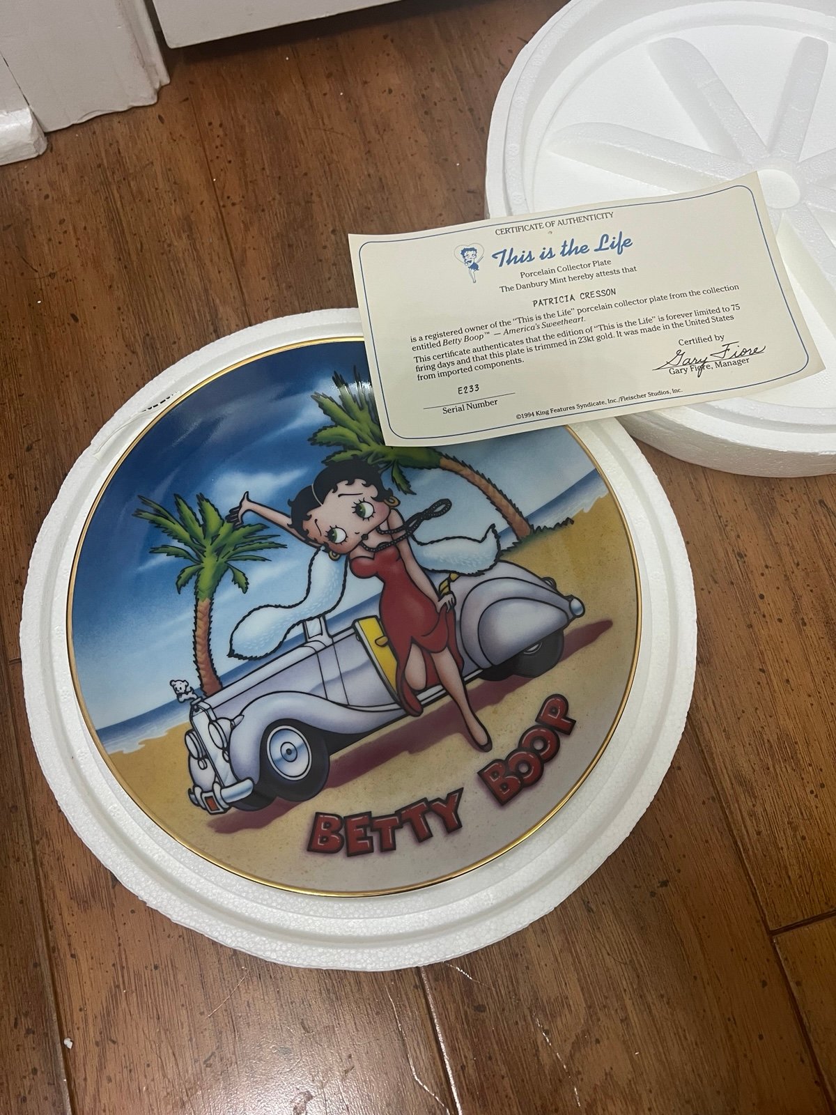 Betty Boop Collector Plate This Is The Life Danbury Mint 1993 with COA