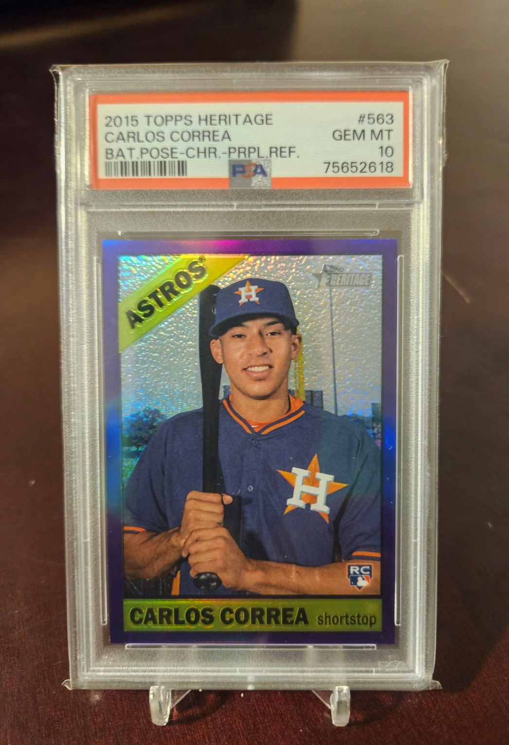 2015 Topps Heritage Chrome Purple Refractor #563 Carlos Correa Astros RC PSA 10