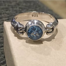 Vintage Light Blue Spinel Sterling Silver Ring Sz 7.25