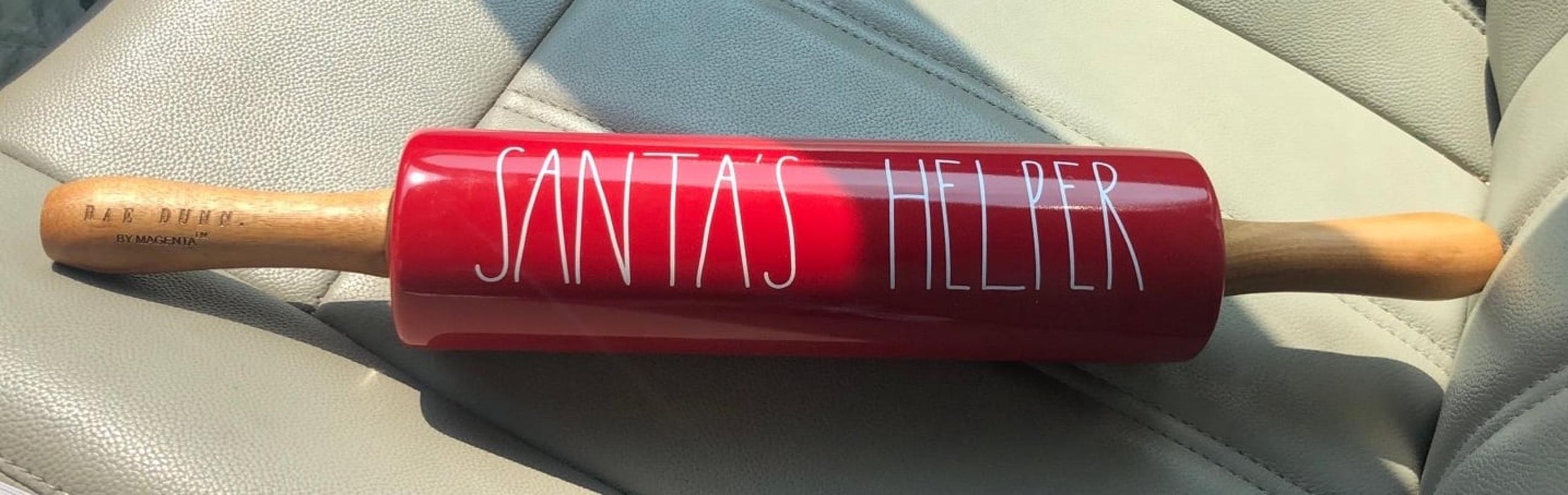 Rae Dunn Red Santa’s Helper ceramic rolling pin NWT RARE