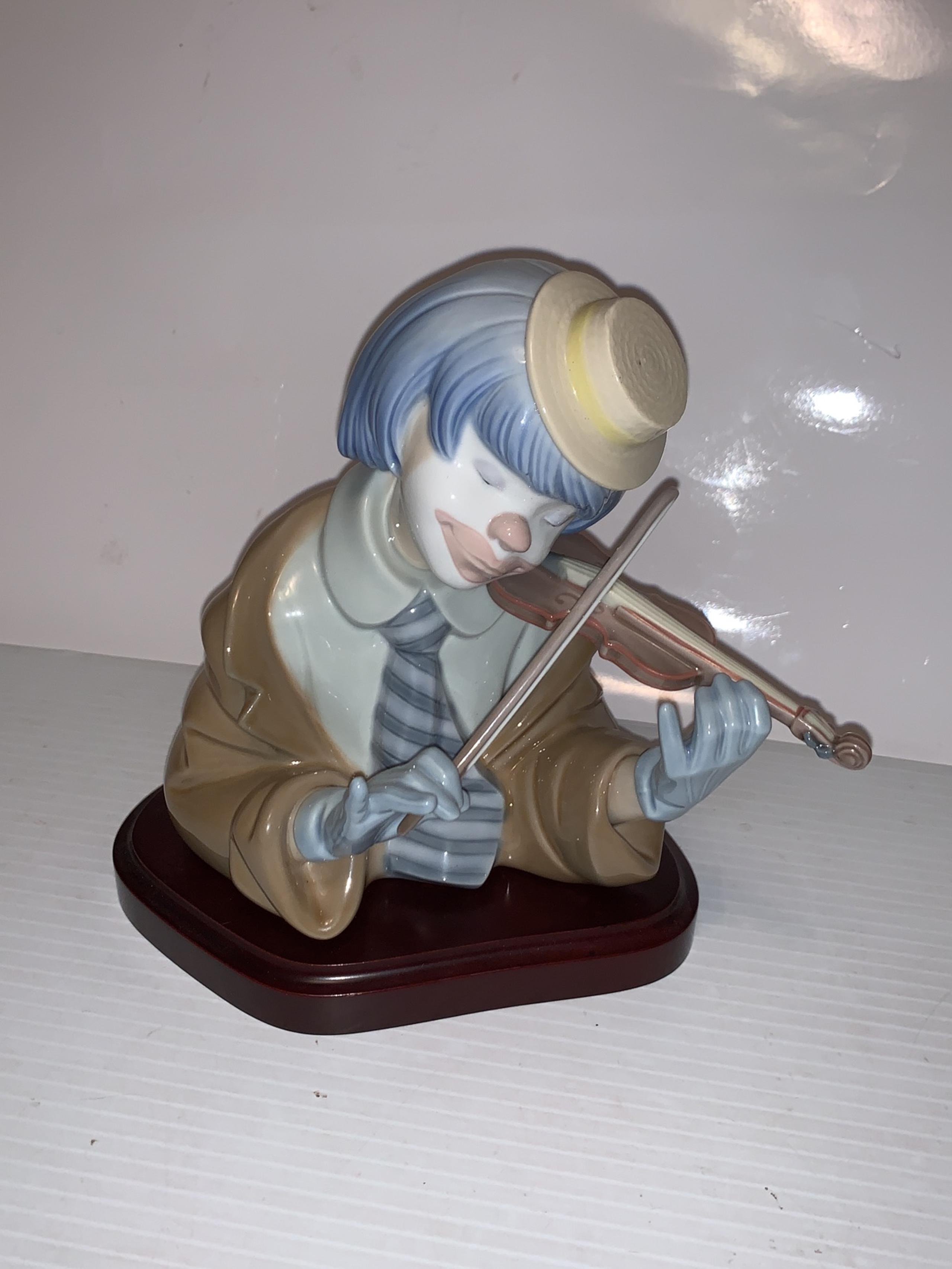 Porcelain Clown Figure Playing “The Blues “ on the Violin