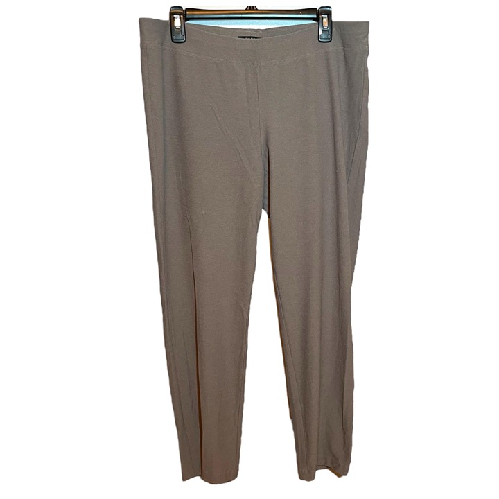 Eileen Fisher Womens Gray Washable Crepe Knit Pull-On Pants Size L
