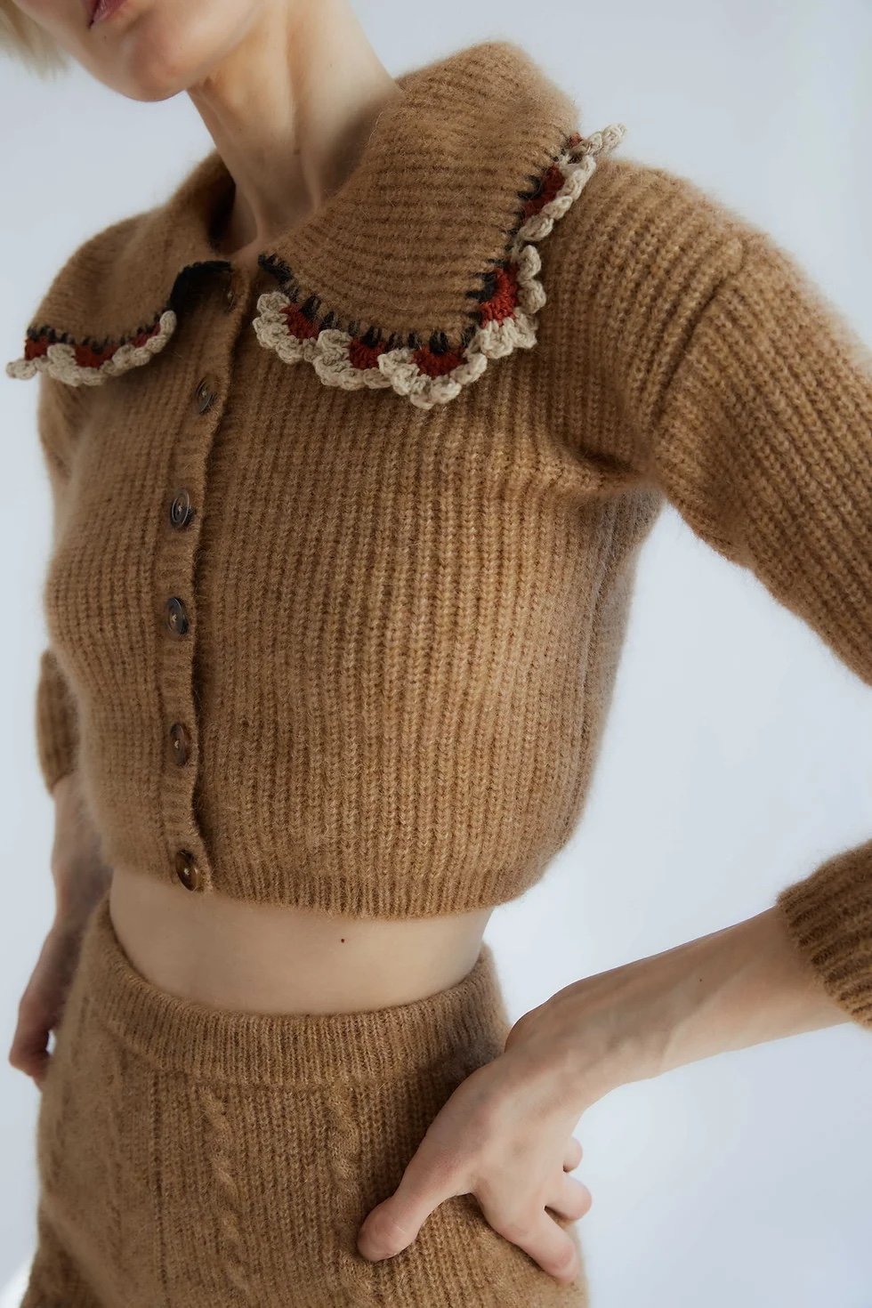 Tach Clothing x Anthropologie Cropped Felipa Cardigan Sweater Top sz S