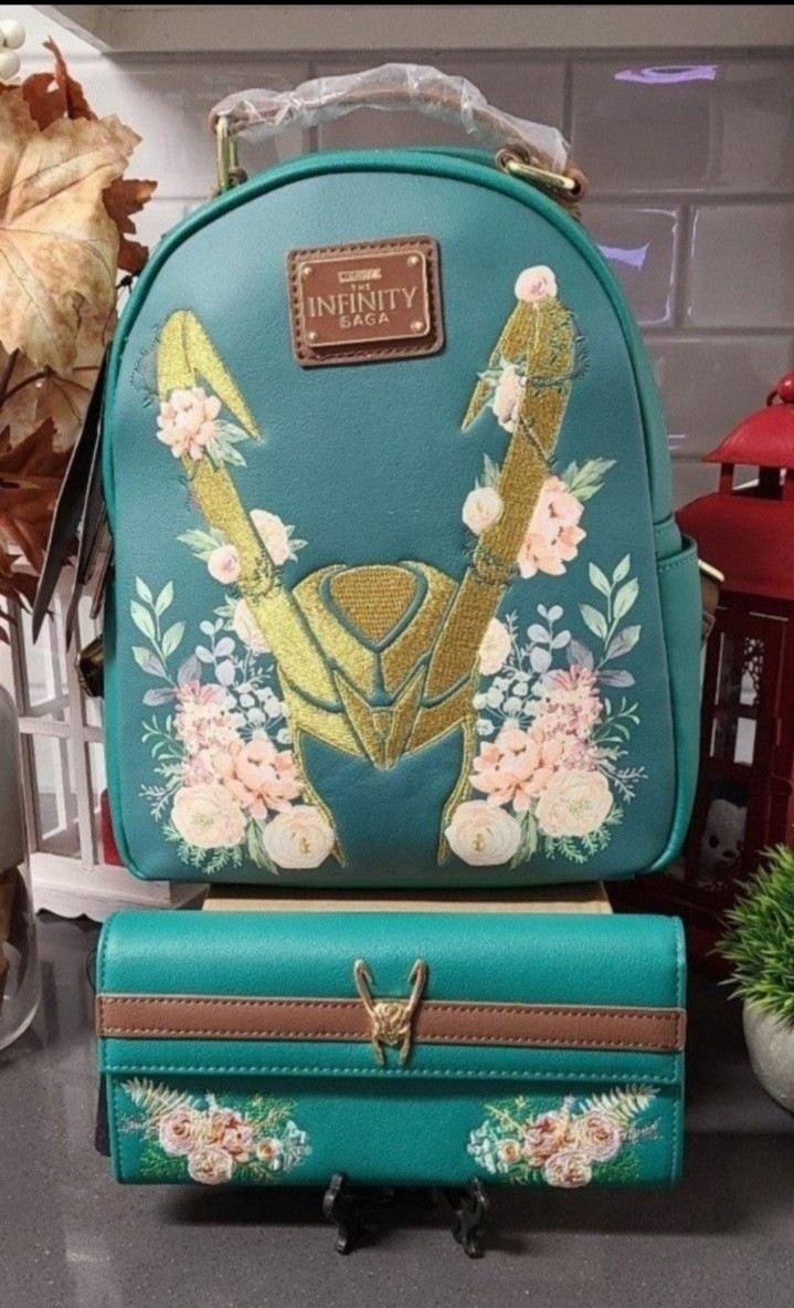 Loungefly Loki Floral Backpack/Wallet