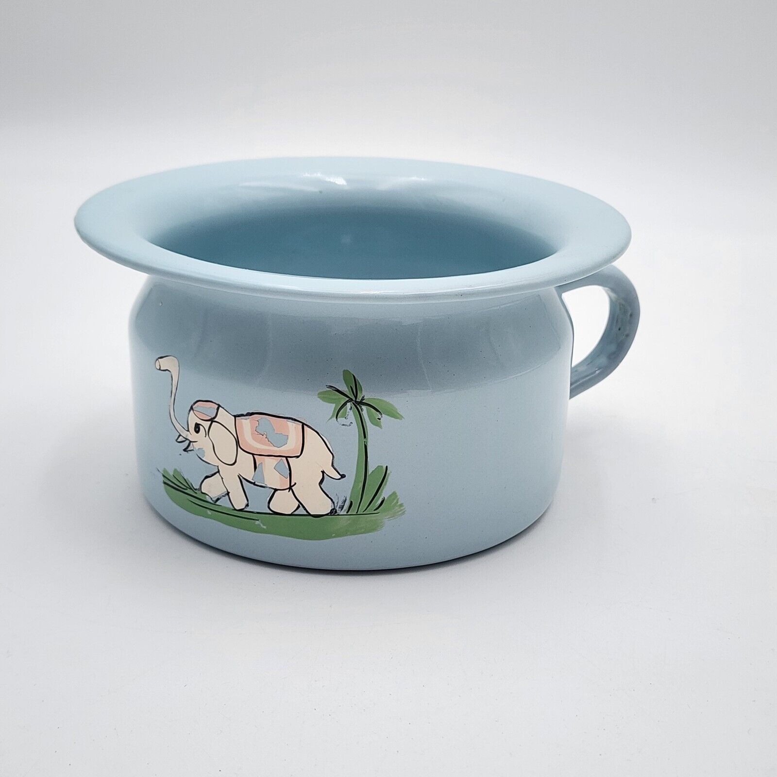 Vintage Baby Blue Tin Enamelware Childs Chamber Pot Mug Cup Pot Germany