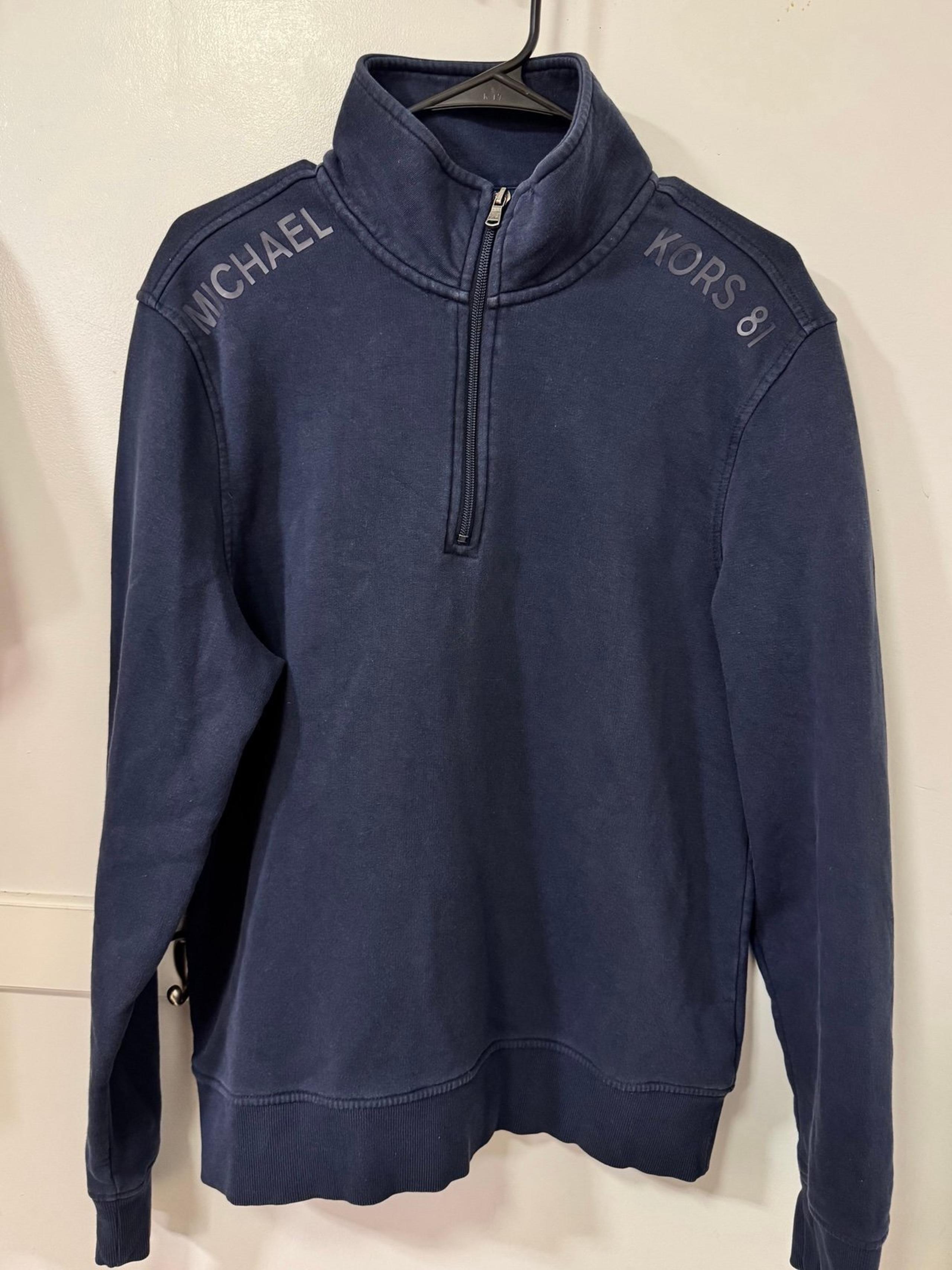 Michael Kors 81 Navy Quarter-Zip Pullover Sweatshirt – Men's Size Large