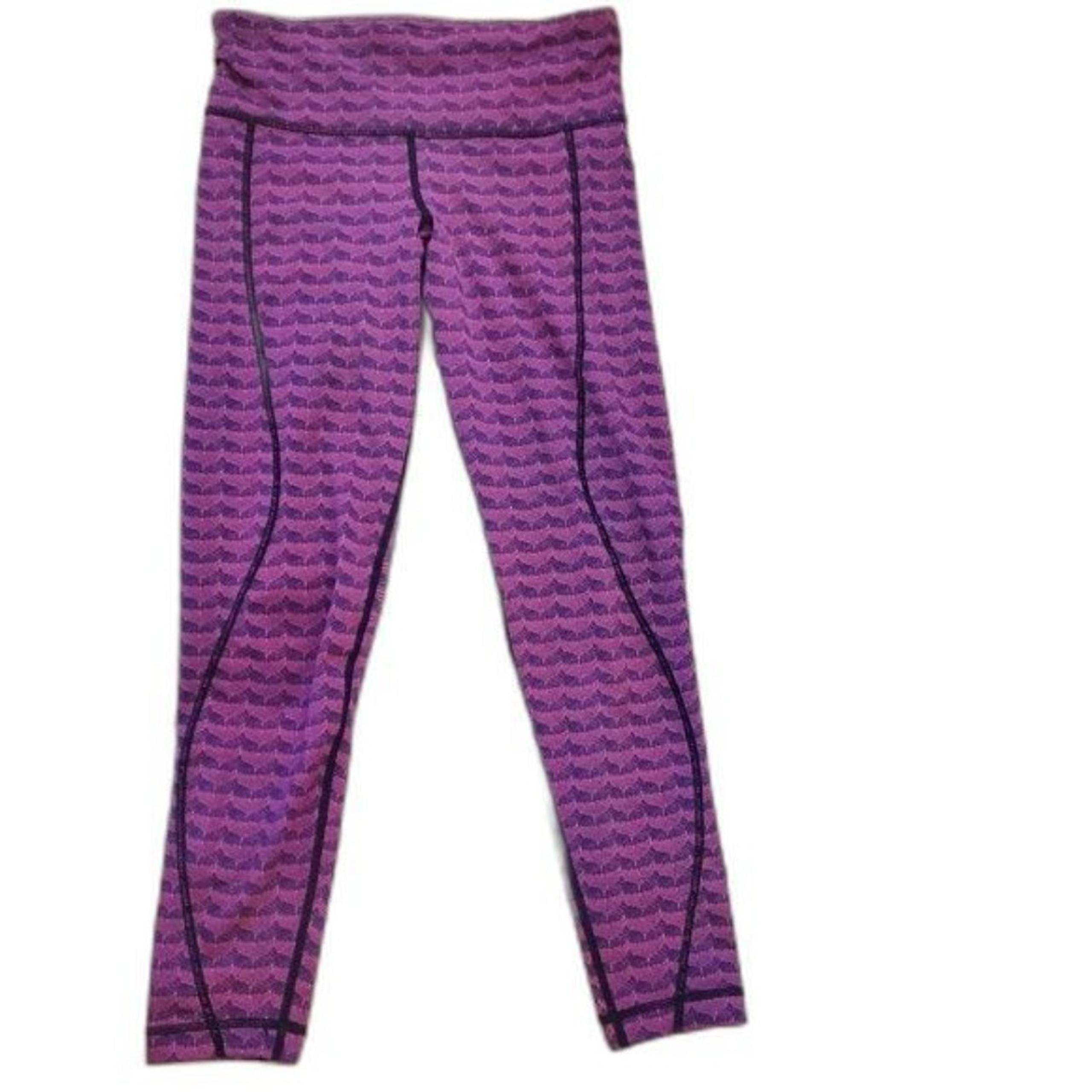 Vineyard Vines Purple Pink Performance Back Zip Pocket Stretch Athletic Leggings