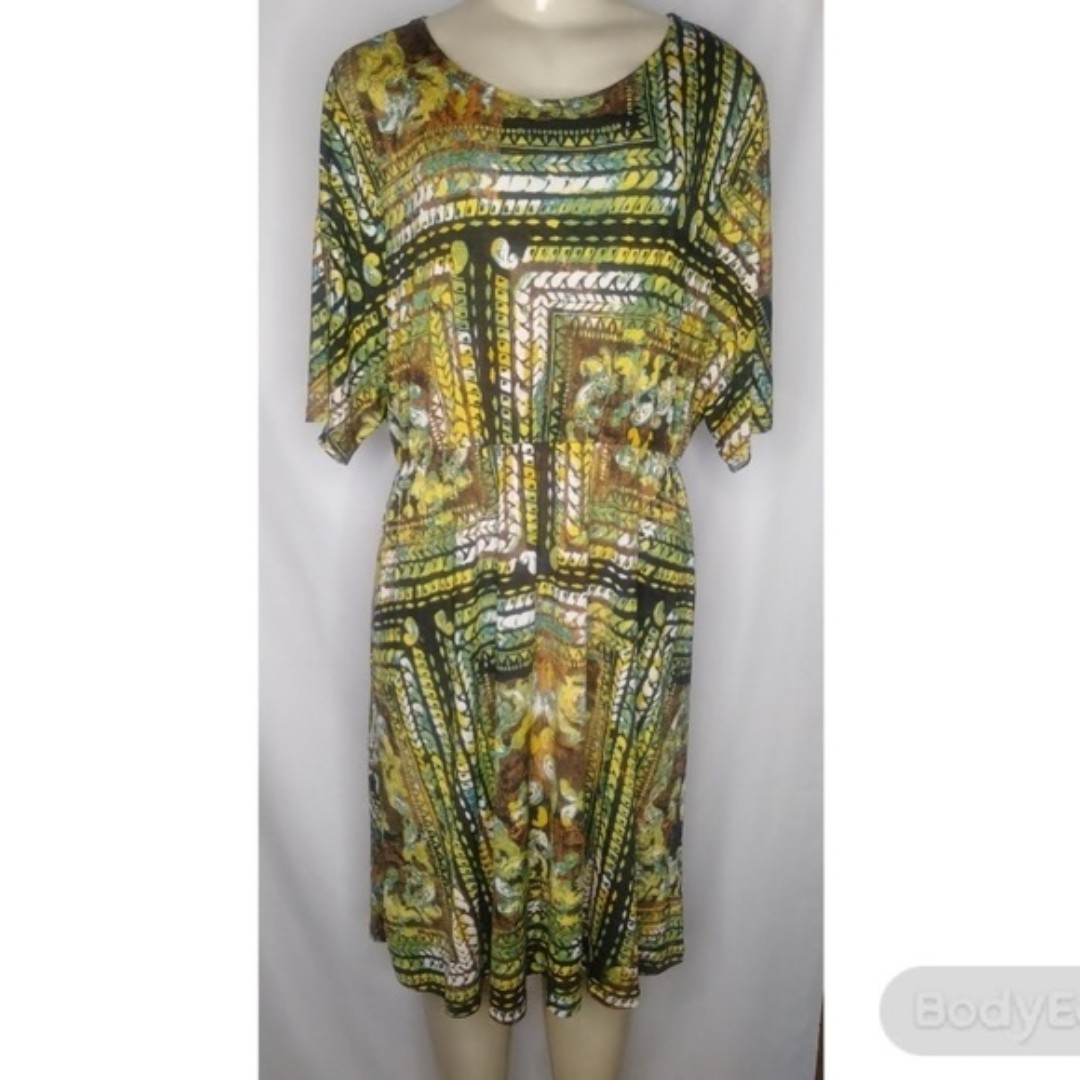 Casa Lee Yellow And Green Dress L